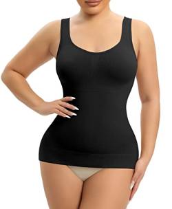 YARRCO Damen Shape Unterhemd Bauchweg Tanktop Shapewear Trägertop Shaping BH Hemd Formendes Top Body Shaper Nahtloses Figurformendes Sport Tanktop (Schwarz, XL) von YARRCO