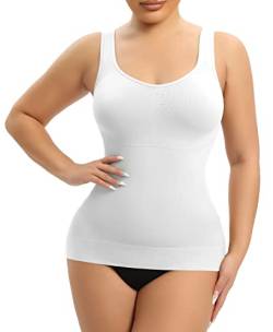 YARRCO Damen Shape Unterhemd Bauchweg Tanktop Shapewear Trägertop Shaping BH Hemd Formendes Top Body Shaper Nahtloses Figurformendes Sport Tanktop (Weiß+Breite Träger, L) von YARRCO