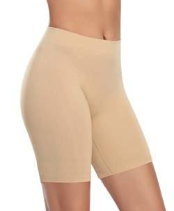 YARRCO Damen Unterhose Unter Rock Kurze Hose für Kleid Unterrock Hohe Taille Slipshort Radlerhose Boyshort Boxershorts Unterwäsche (Nude, 3XL) von YARRCO