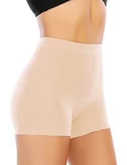 YARRCO Nahtlose Miederhose Leicht Formende Bauchweg Unterhose Damen Mittelhohe Taille Shapewear Kurze Leggings Miederpants Unterwäsche (Beige, XL) von YARRCO