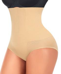 YARRCO Nahtlose Miederslips Damen Bauchweg Unterhose Hohe Taille Shapewear Miederhose Figurformende Unterwäsche (Beige-Shape, 2XL) von YARRCO