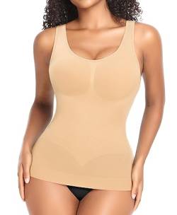 YARRCO Shape Unterhemd Damen Formende Tank Top Bauchweg Shapewear Sport Tanktop Figurformendes Trägertop Body Shaper Hemdchen Nahlos Camisole Shaping Hemd (Beige-Weite Träger, L) von YARRCO