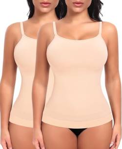 YARRCO Shape Unterhemd Damen Tank Top Bauchweg Shapewear Sport Tanktop Figurformendes Trägertop Body Shaper Hemdchen Nahlos Formendes Camisole Shaping Hemd (Beige+Beige, M) von YARRCO