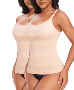 YARRCO Shape Unterhemd Damen Tank Top Bauchweg Shapewear Sport Tanktop Figurformendes Trägertop Body Shaper Hemdchen Nahlos Formendes Camisole Shaping Hemd (Beige+Beige, XL) von YARRCO