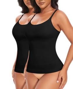 YARRCO Shape Unterhemd Damen Tank Top Bauchweg Shapewear Sport Tanktop Figurformendes Trägertop Body Shaper Hemdchen Nahlos Formendes Camisole Shaping Hemd (Schwarz+Schwarz, 2XL) von YARRCO