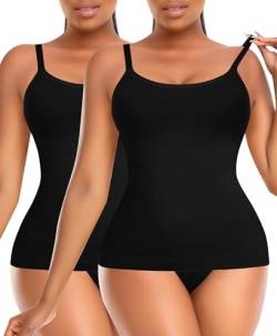 YARRCO Shape Unterhemd Damen Tank Top Bauchweg Shapewear Sport Tanktop Figurformendes Trägertop Body Shaper Hemdchen Nahlos Formendes Camisole Shaping Hemd (Schwarz+Schwarz, M) von YARRCO