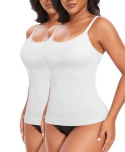 YARRCO Shape Unterhemd Damen Tank Top Bauchweg Shapewear Sport Tanktop Figurformendes Trägertop Body Shaper Hemdchen Nahlos Formendes Camisole Shaping Hemd (Weiß+Weiß, L) von YARRCO