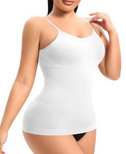 YARRCO Shapewear Camisole Tops für Frauen Bauchkontrolle mit integriertem BH Kompression Top Weste Shirt Body Shaper, #2 Weiß gepolstert, 50 von YARRCO