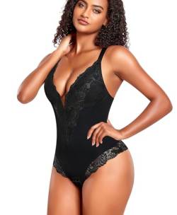 YARRCO Shapewear Damen Body Shaper Bauchweg (Schwarz-Tief-V-Spitze, S) von YARRCO