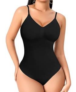 YARRCO Shapewear Damen Body Shaper Bauchweg Shaping Bodysuits Tanga Figurformende Unterwäsche String Miederbody Miederslip (Schwarz, M) von YARRCO