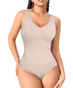 YARRCO Shaping Body für Frauen Bauchkontrolle Shapewear Bodysuit Nahtlos Ganzkörperformer Camisole Tank Tops Verstellbare Träger, # 2 Nude-Breite Riemen, 42 von YARRCO