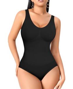 YARRCO Shaping Body für Frauen Bauchkontrolle Shapewear Bodysuit Nahtlos Ganzkörperformer Camisole Tank Tops Verstellbare Träger, #2 schwarze, breite Riemen, 36 von YARRCO