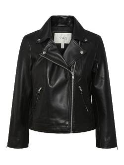 Y.A.S Damen YASPHIL 7/8 Leather Jacket NOOS Lederjacke, Black, XS von YAS