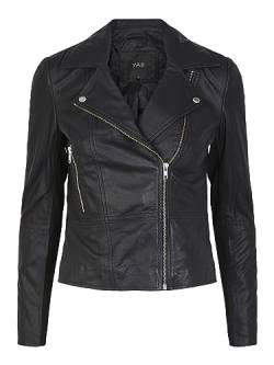 YAS Damen Yas sophie Leather Jacket Noos Lederjacke, Schwarz, L EU von YAS