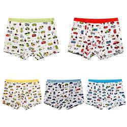 YASSON 5er Pack Baby Jungen Boxershorts Unterhosen Klein Kind Boxer Briefs Atmungsaktiv Unterwäsche Auto Motive von YASSON