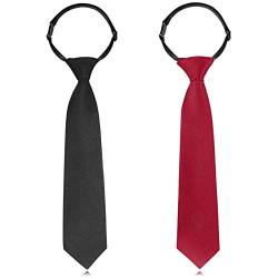 YATEICBC 2 Stück Kinder Krawatten Jungen Verstellbare Vorgebundene Krawatten (Rot, Schwarz) von YATEICBC