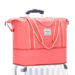 YAVIV Sporttasche & Reisetasche für Damen und Herren Mit erweiterbarem Stauraum und Koffer Trolly Sleeve für Übernachtungen, Reisen und Fitnessstudio, Barbie Pink von YAVIV