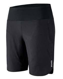 YAWHO Damen Sporthose Kurz Laufshorts Sweatshorts Sport Kurze Hose Sommer Schnell Trocknend High Waist Fitness Running Gym mit Reißverschlusstasche (80887, XL) von YAWHO