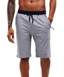 YAWHO Herren Sporthose Kurz Hose Laufshorts Trainingsshorts Schnelltrocknend mit Reißverschlusstasche/Jogging Hose für Workout,Laufsport,Fitness (1908 Grey, XL) von YAWHO