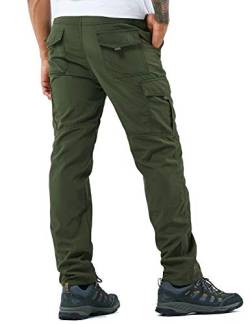 YAWHO Herren Wanderhose Outdoorhose Trekkinghose Softshellhose Funktionshose Cargohose/Schnell Trockend Wasserdicht Winddicht (Green, 2XL) von YAWHO