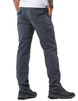 YAWHO Herren Wanderhose Outdoorhose Trekkinghose Softshellhose Funktionshose Cargohose/Schnell Trockend Wasserdicht Winddicht (Grey, XL) von YAWHO