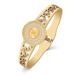 YAYAKO 18k Gold Zodiac Armbänder Armreif Edelstahl Zeichen des Tierkreises Armband für Frauen Mädchen Bestie Geschenke (Fische 068) von YAYAKO