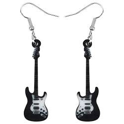 YAYAKO Acryl Bass Gitarre Ohrringe baumeln Statement Schmuck Violine Ohrringe für Frauen Mädchen Musik Geschenke Charms (Schwarz Guitar Ohrringe) von YAYAKO