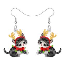 YAYAKO Acryl Cute Katze Baumeln Ohrringe Lustige Kätzchen Schmuck Cartoon Weihnachten Katze Geschenke für Frauen Mädchen Katzenliebhaber Party Charms (Schwarz) von YAYAKO