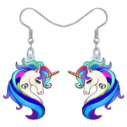 YAYAKO Acryl Floral Einhorn Ohrringe Charms Fantasy Pferd Ohrringe Einhorn Geschenke für Mädchen Frauen Party Favors Schmuck (Blau) von YAYAKO