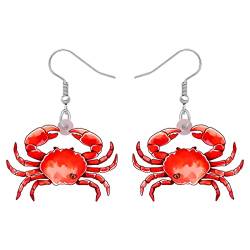 YAYAKO Acryl Quallen Ohrringe baumeln Schmuck Krabbe Oktopus Wal Schildkröte Ohrringe für Frauen Mädchen Meer Tiere Sommer Geschenke (Krabbe Ohrringe Rot) von YAYAKO