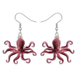 YAYAKO Acryl Quallen Ohrringe baumeln Schmuck Krabbe Oktopus Wal Schildkröte Ohrringe für Frauen Mädchen Meer Tiere Sommer Geschenke (Oktopus Ohrringe Braun 397) von YAYAKO