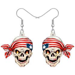 YAYAKO Acryl Schädel Piraten Ohrringe Sugar Skull Dangle Ohrringe Schmuck Halloween Piraten Geschenke für Frauen Mädchen Charms (Kopftuch Totenkopf) von YAYAKO