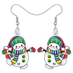 YAYAKO Acryl Weihnachten Schneemann Ohrringe Baumeln Charms Cute Schal Schneemann Geschenke für Frauen Mädchen Schmuck Party Dekorationen (Multi) von YAYAKO