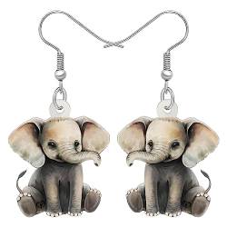 YAYAKO Acryl niedlich Elefant Ohrringe baumeln Schmuck Anime Elefant Geschenke für Frauen Mädchen Charms (Braun) von YAYAKO