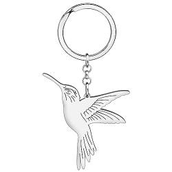 YAYAKO Fliegen Kolibri Schlüsselanhänger Edelstahl Vogel Autoschlüssel Kolibri Geschenke für Frauen Mädchen Frühling Sommer Charms (Versilbert) von YAYAKO
