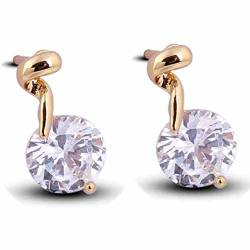 18K Gold ¨¹berzogene Yazilind Charming Runde Clear Cut Zirkonia nette kleine Mini Ohrstecker Frauen-Geschenk von YAZILIND