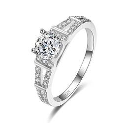 YAZILIND 925 Sterling Silber Ehering Ring Runde Weiße Zirkonia Ringe Elegante Frauen Engagement Schmuck 16.6 von YAZILIND