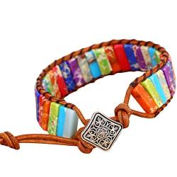 YAZILIND Frauen Chakra Armband Handgemachte Imperial Jasper Wrap verstellbare Boho Armbänder Beliebte Armband Multicolor von YAZILIND