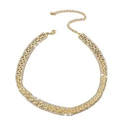 YAZILIND Frauen Choker Gold überzogene Strass Kette Vintage Shining Party Hochzeit personalisierte Halskette (Golden) von YAZILIND