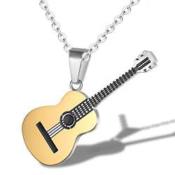 YAZILIND Halskette für Damen Männer Titan Stahl Halskette Kreative Klassische Musik Gitarre anhänger Charme Kette von YAZILIND