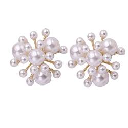 YAZILIND Imitation Pearl Flower Cluster Ohrringe Edelstahl Design Sense Damenschmuck von YAZILIND