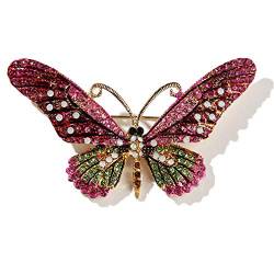 YAZILIND Mode Insekt Farbe Strass Schmetterling Kragen Brosche Frauen Corsage Breastpin Party Schmuck Geschenk Rose Rot von YAZILIND