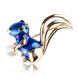 YAZILIND Mode Niedlichen Eichhörnchen Bunte Emaille Brosche Kragen Abzeichen Kleidung Schmuck Dekor Blau von YAZILIND