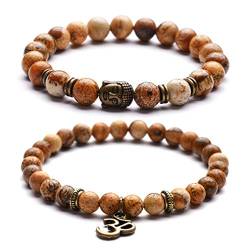 YAZILIND Om Buddha Buddhist Perlen Armband - 8mm Holzperlen - OM - Yoga # 2 + # 4 von YAZILIND