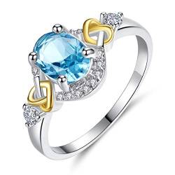 YAZILIND Ovale Form Blauer Zirkonia Ehering Damen Exquisite Verlobungsjubiläumsschmuck 18.1 von YAZILIND