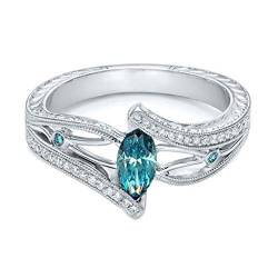 YAZILIND Platinierter Ehering Ring Olive Aquamarin Zirkonia Statement Ringe Ladies Anniversary Jewelry 20.1 von YAZILIND