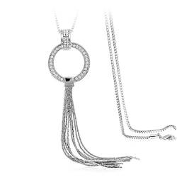 YAZILIND Quaste Ring Anhänger Halskette Frauen Mode Pullover Kette Frau Geburtstagsgeschenk Schmuck (Silber) von YAZILIND
