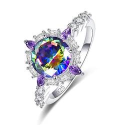 YAZILIND Rainbow Topaz Promise Ehering Verlobungsring für Damen Hochzeit Verlobungsfeier # 1 17.2 von YAZILIND