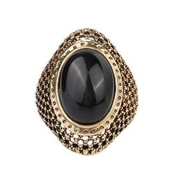 YAZILIND Retro Hohle Carving Band Ring Klassische Große Edelstein Ringe Vintage Frauen Partei Schmuck Schwarz 20,1 von YAZILIND