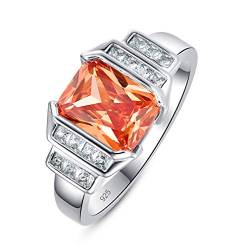 YAZILIND S925 Sterling Silber Rechteck Zirkonia Ehering Ring Frauen Jubiläum Schmuck Orange 17.2 von YAZILIND